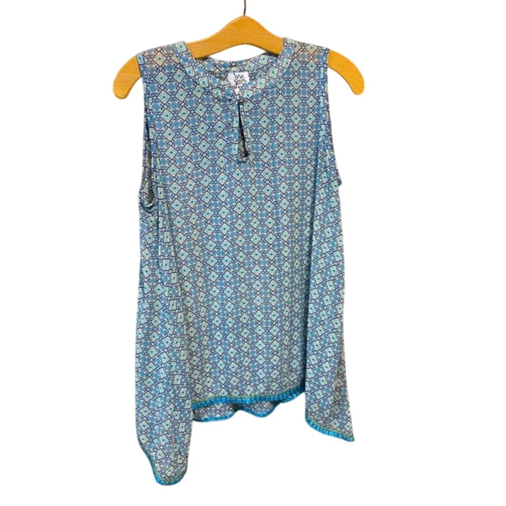 Ivy Jane Blue tile Patterned Sleeveless Top small